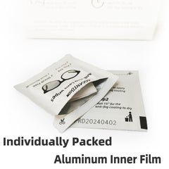 Anti fog wipe used on a camera lens