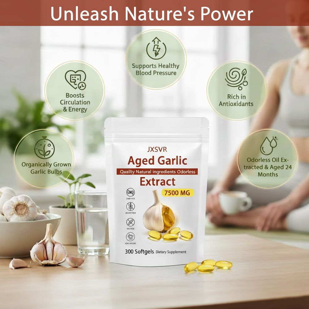 Garlic softgels and bottle on a white background