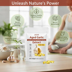 Garlic softgels and bottle on a white background
