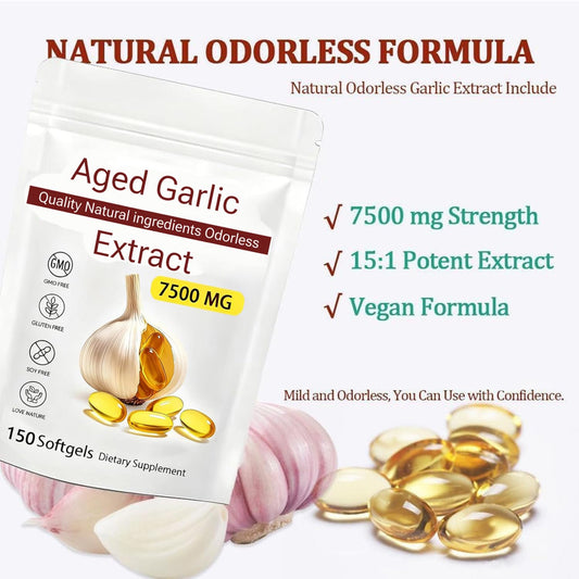 Softgel capsules of Aged Garlic Extract 7500mg Odorless
