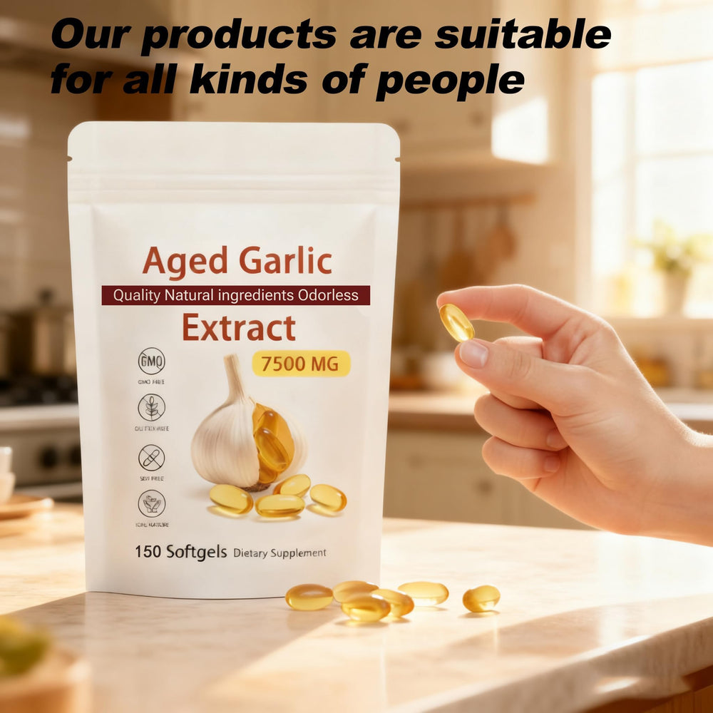 Close-up of Aged Garlic Extract bottle label