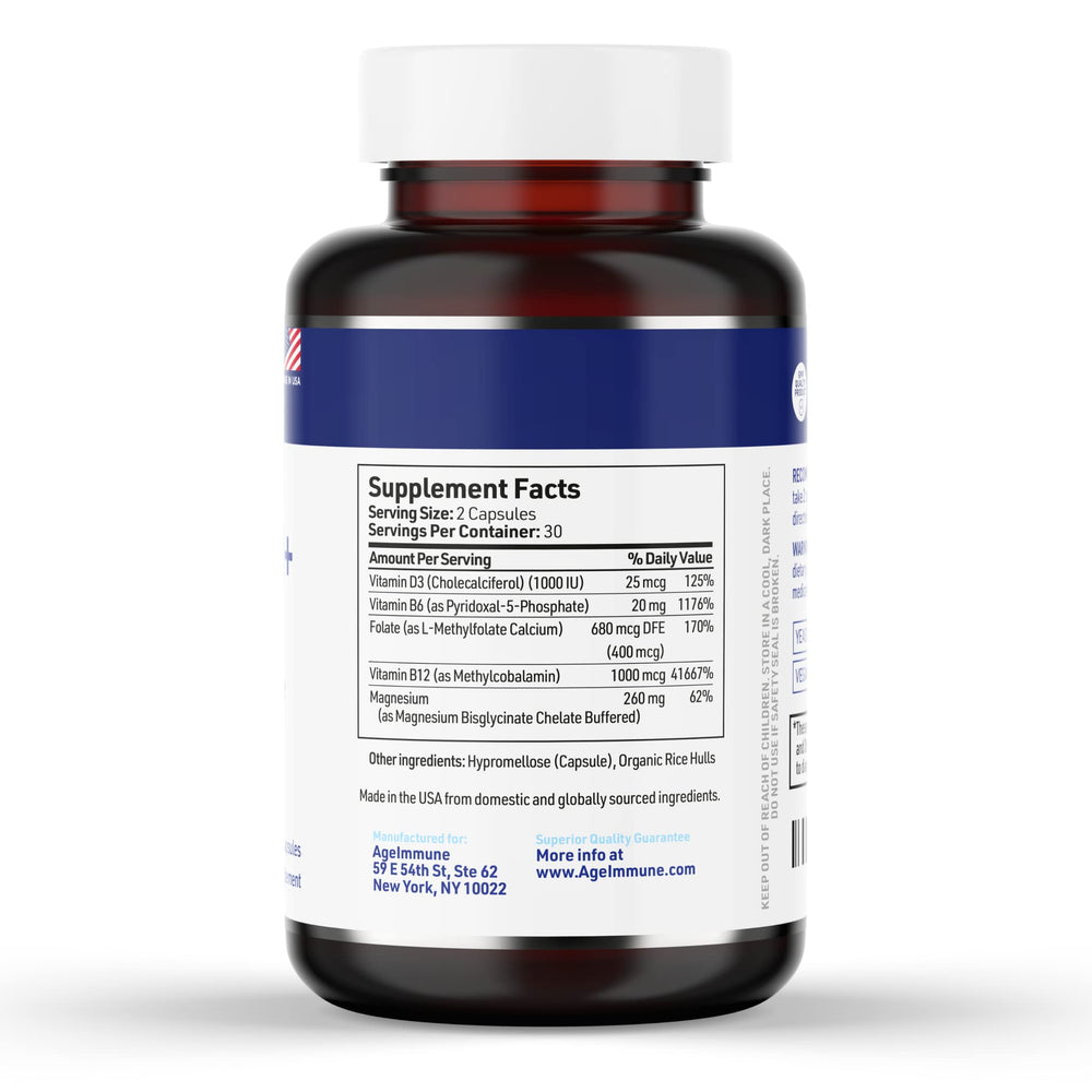 Close-up of B6 (P5P) and B12 (Methylcobalamin) on label