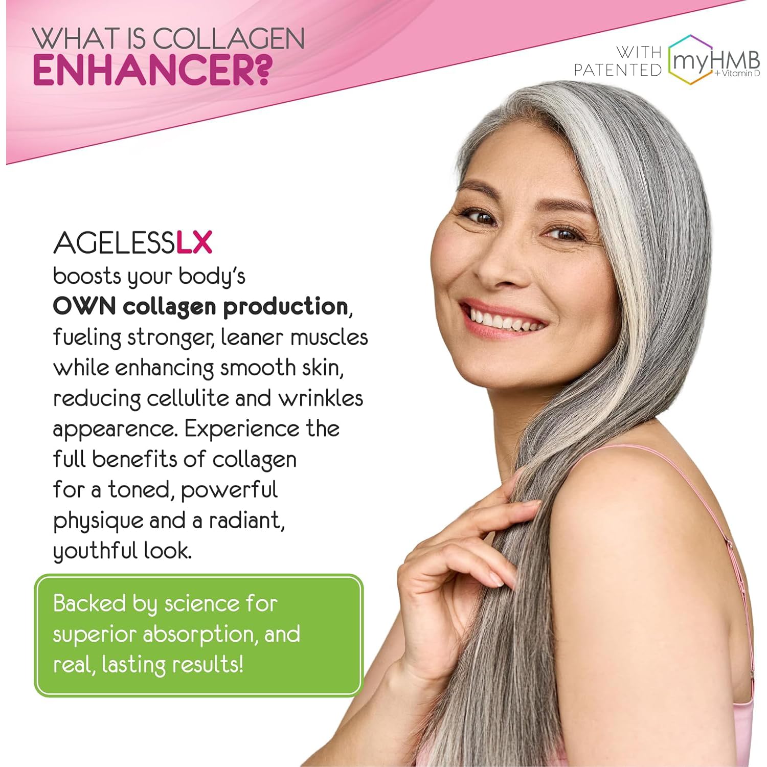 Key ingredients: HMB, Biotin, Horsetail with Vitamins D3 and K2