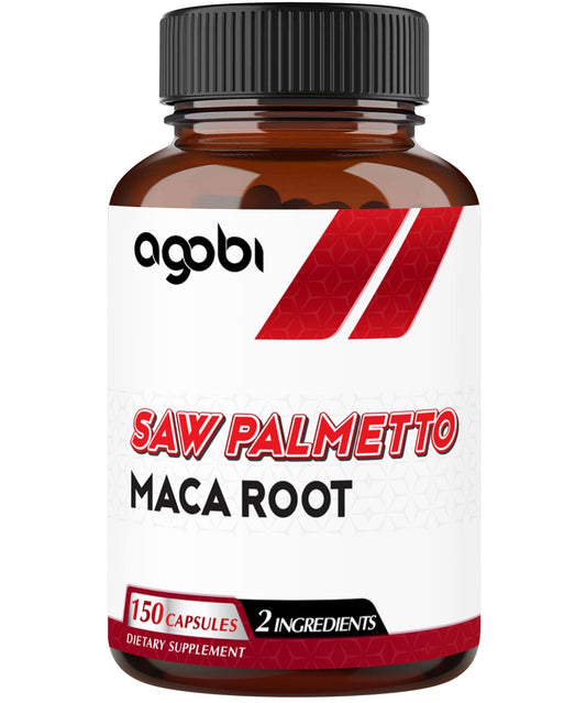 Bottle of Agobi Saw Palmetto with Maca Root – 150 veggie capsules