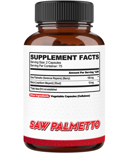 Ingredients panel for Agobi Saw Palmetto with Maca Root