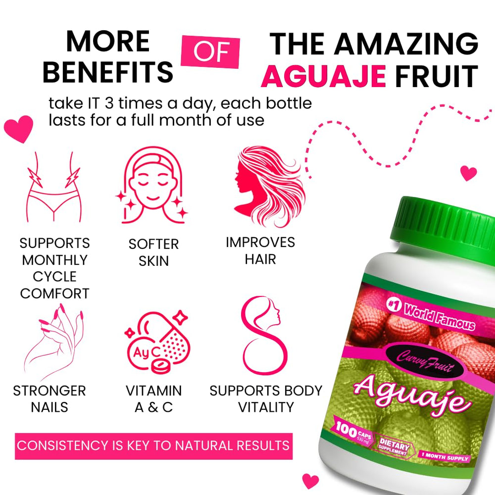 Instructions and dosage on Aguaje CurvyFruit label