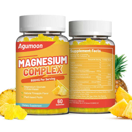 Hero image: Agumoon Magnesium Complex Gummies in pineapple flavor