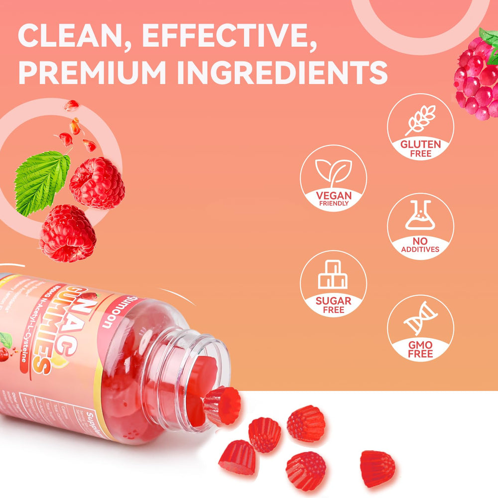 Natural Raspberry Lemon flavored NAC gummies