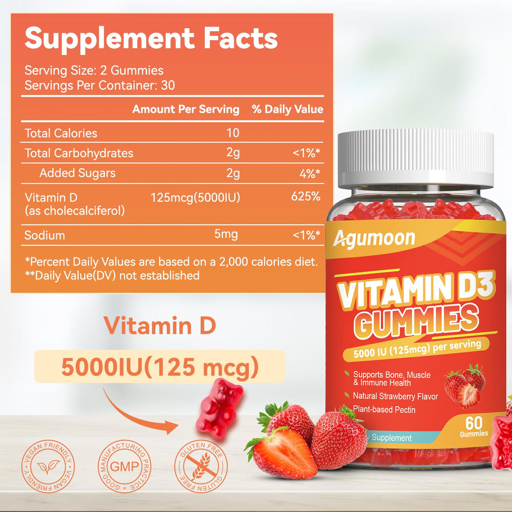 Agumoon Vitamin D3 strawberry gummies packaging