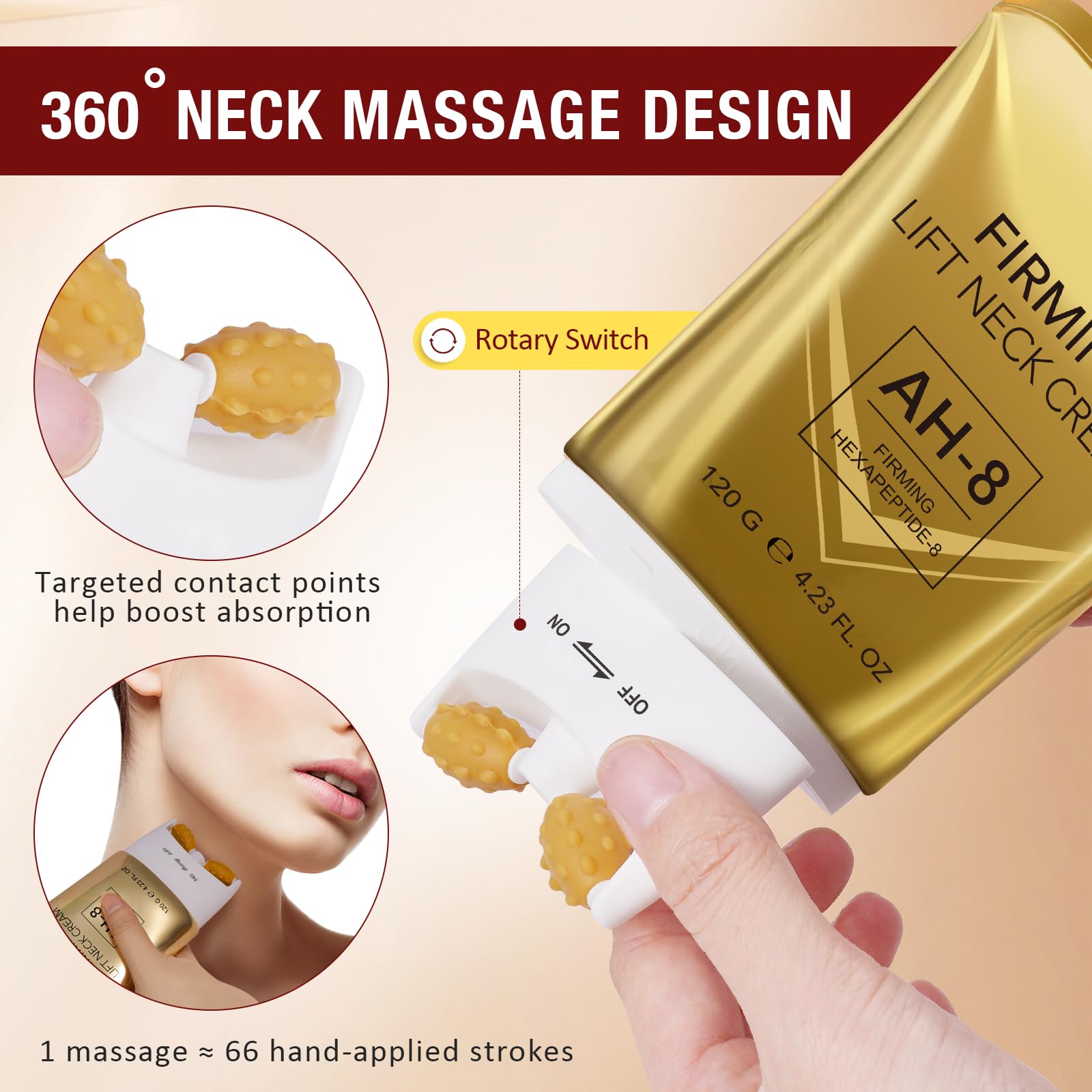 AH8 roller-massage effect demonstrates potential lift through rotation.