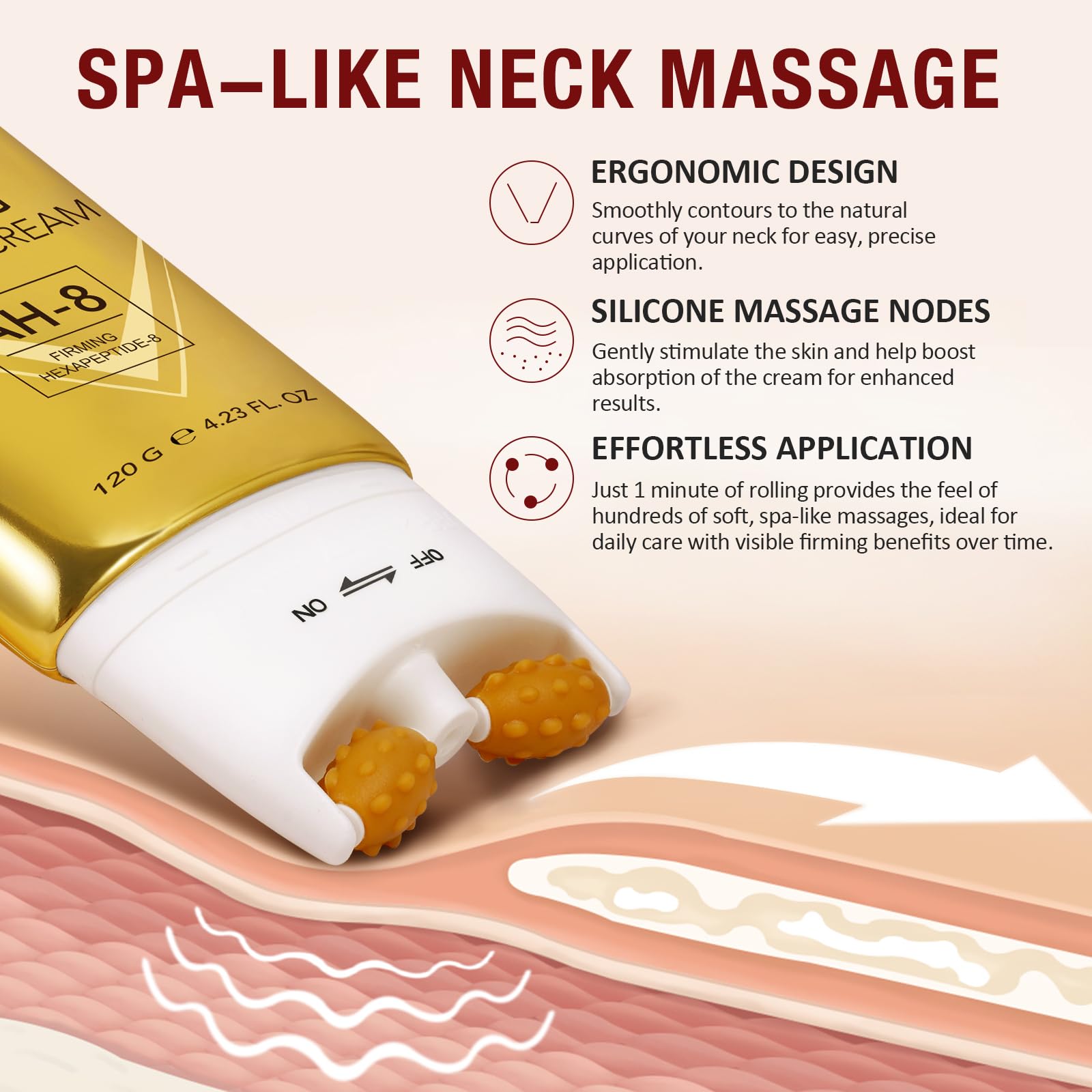 AH8 quick-absorption texture showcases a light formula for morning use.