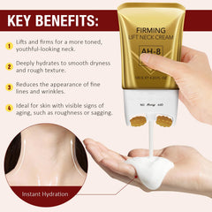 AH8 allantoin detail indicates calming repair for delicate neck skin.