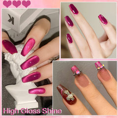 AHAMIOU glitter-diamond finish nails catching light from every angle