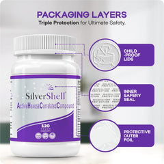Vegan capsules pouring from bottle of Active Hexose Correlated Compound supplement