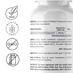 Sealed, child-proof bottle design ensuring freshness of shiitake-based immune capsule supplement