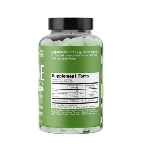 Ahiba Nutrition Creatine Gummies back panel with supplement facts