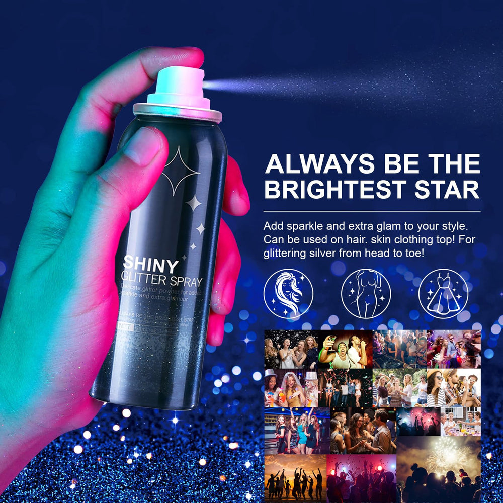 AHJISL glitter spray application on hair adds subtle sparkle