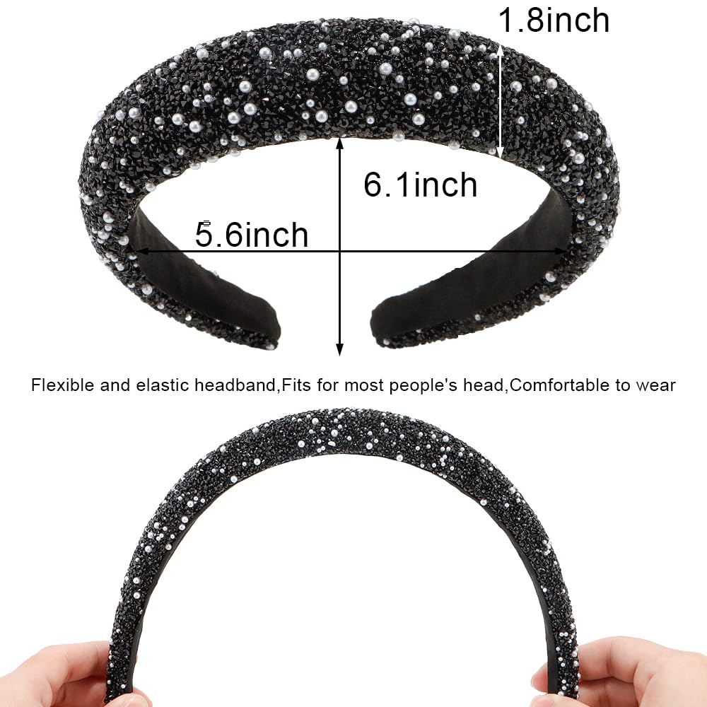 AHONEY rhinestone headband close-up with glitter accents