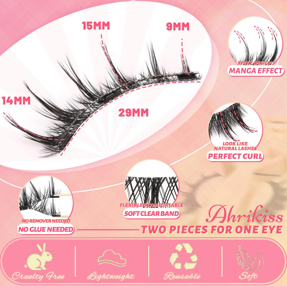 Ahrikiss lashes with natural manga-look curl to brighten the eyes.