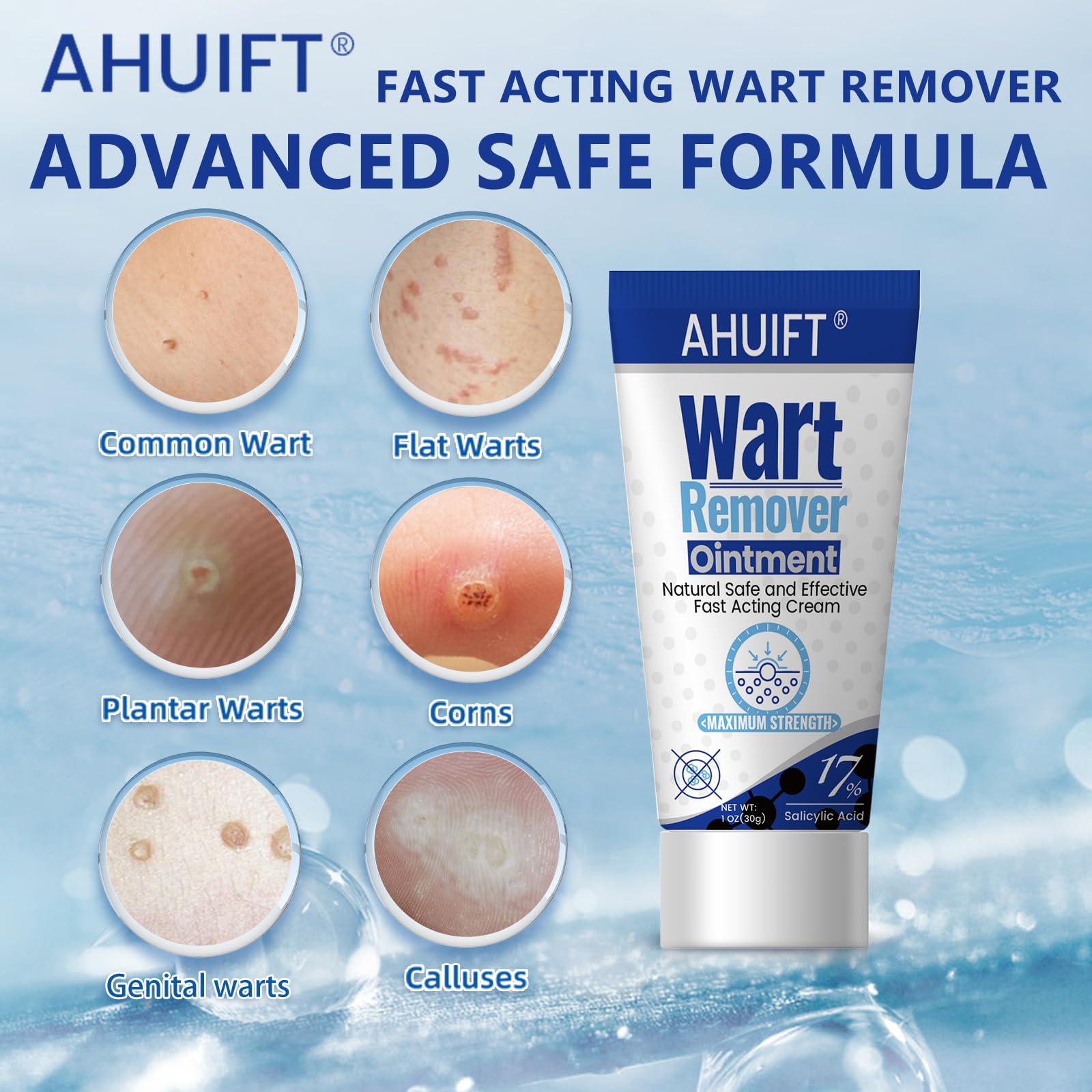 AHUIFT ointment being applied shows quick action in a gentle, non-burning wart care routine