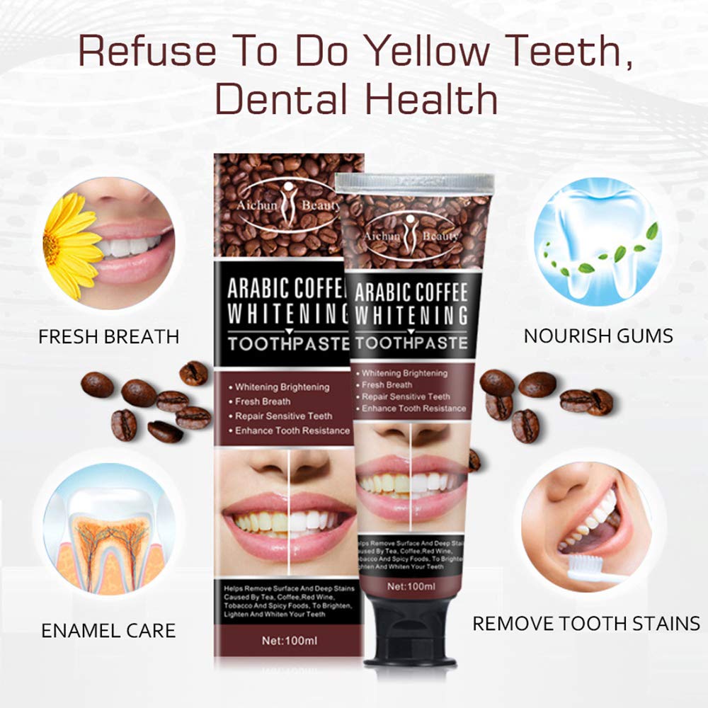 Toothpaste tube labeled Arabic Coffee with 100ml