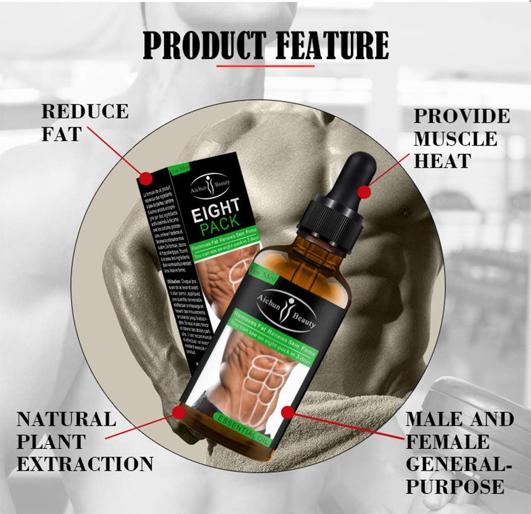 Close-up of application on male torso demonstrating firming effect