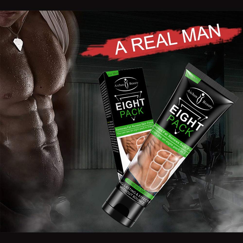 Box and tube of the Eight Pack cream on display