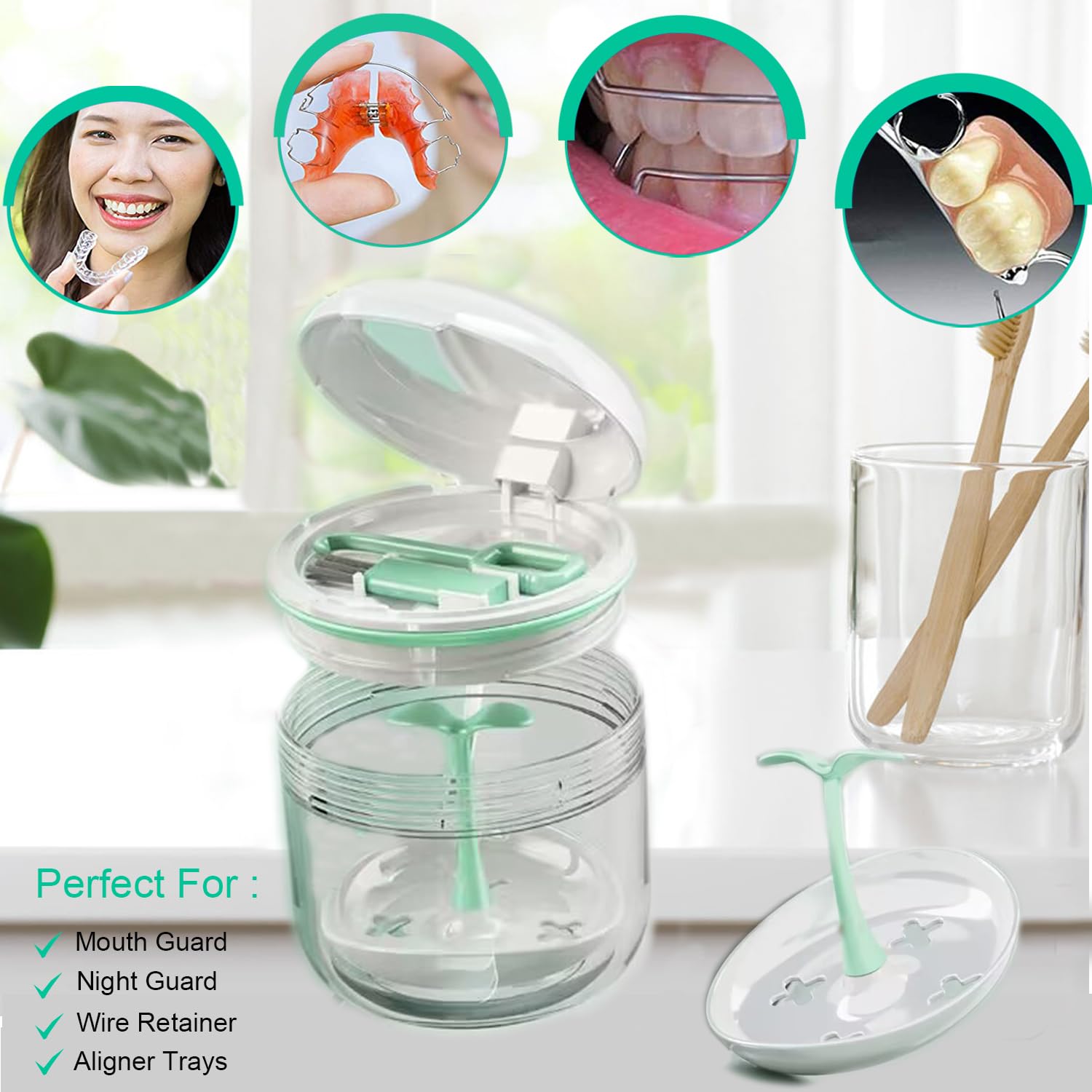 Night mouth guard holder with compact storage