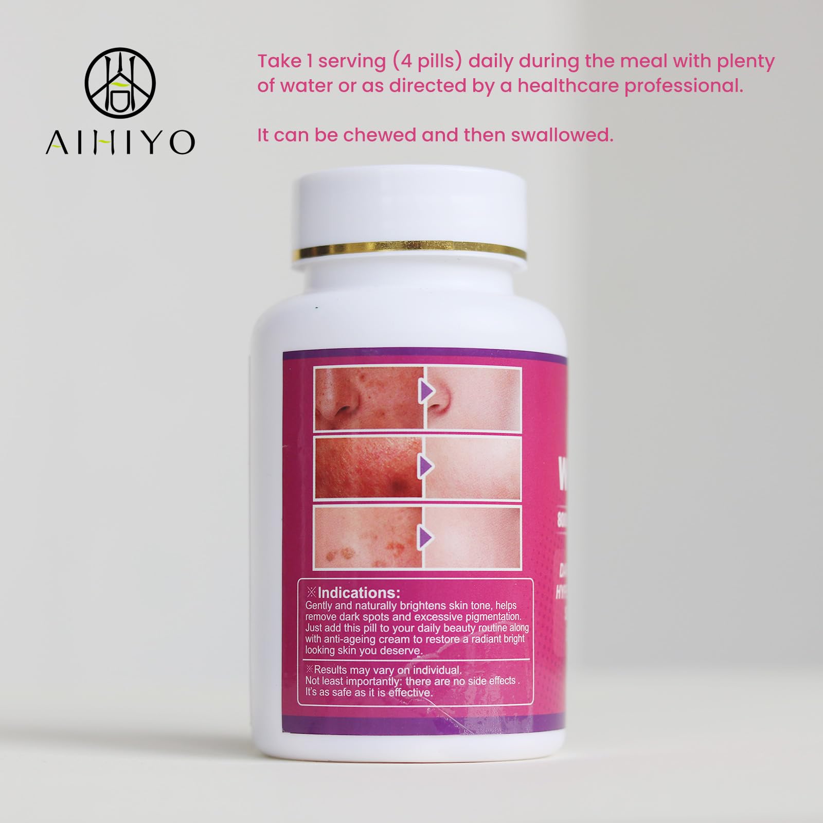 Packaging of AIHIYO 60 tablets bottle