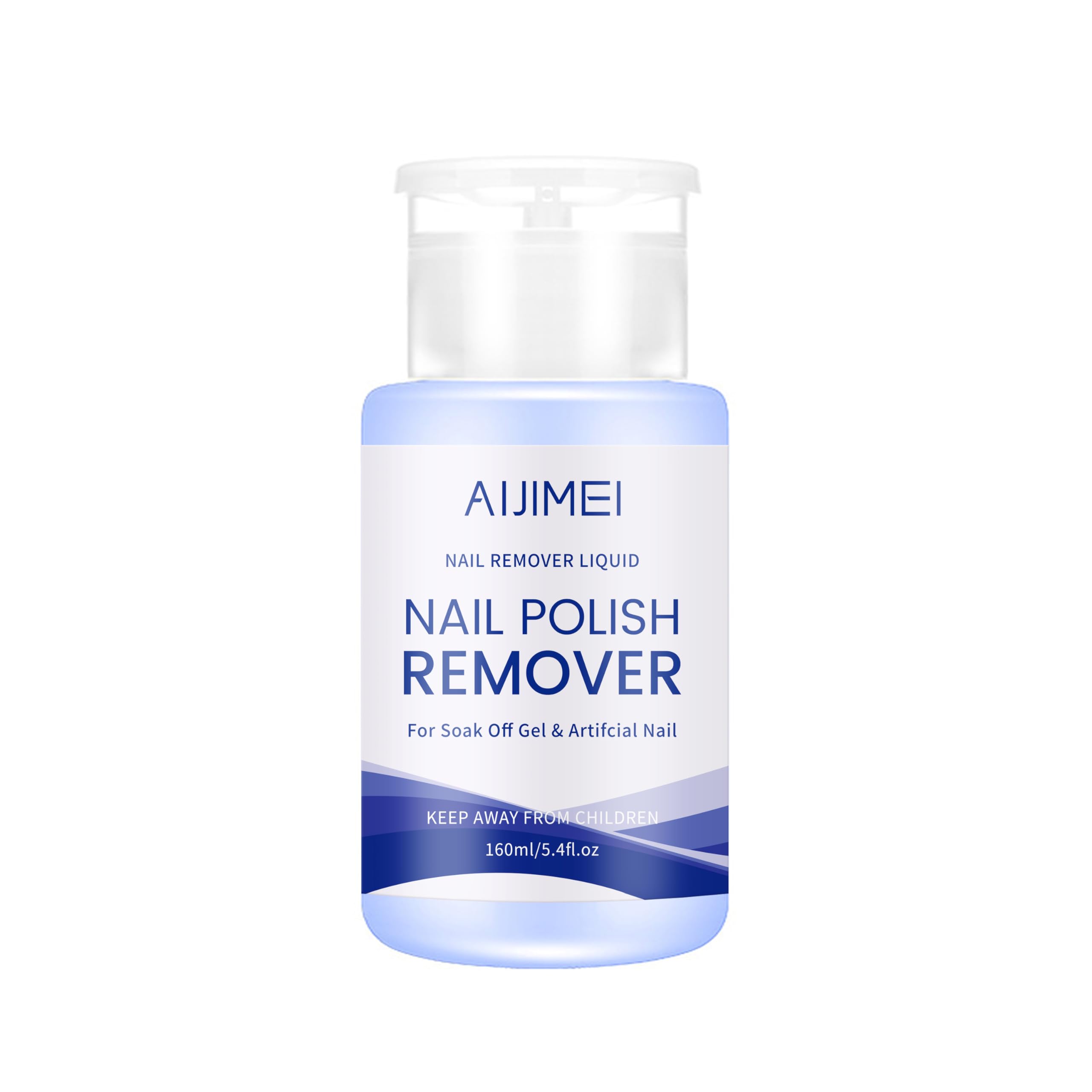 AIJIMEI 160ml gel nail remover pump ready for one-handed use and precise dispensing.