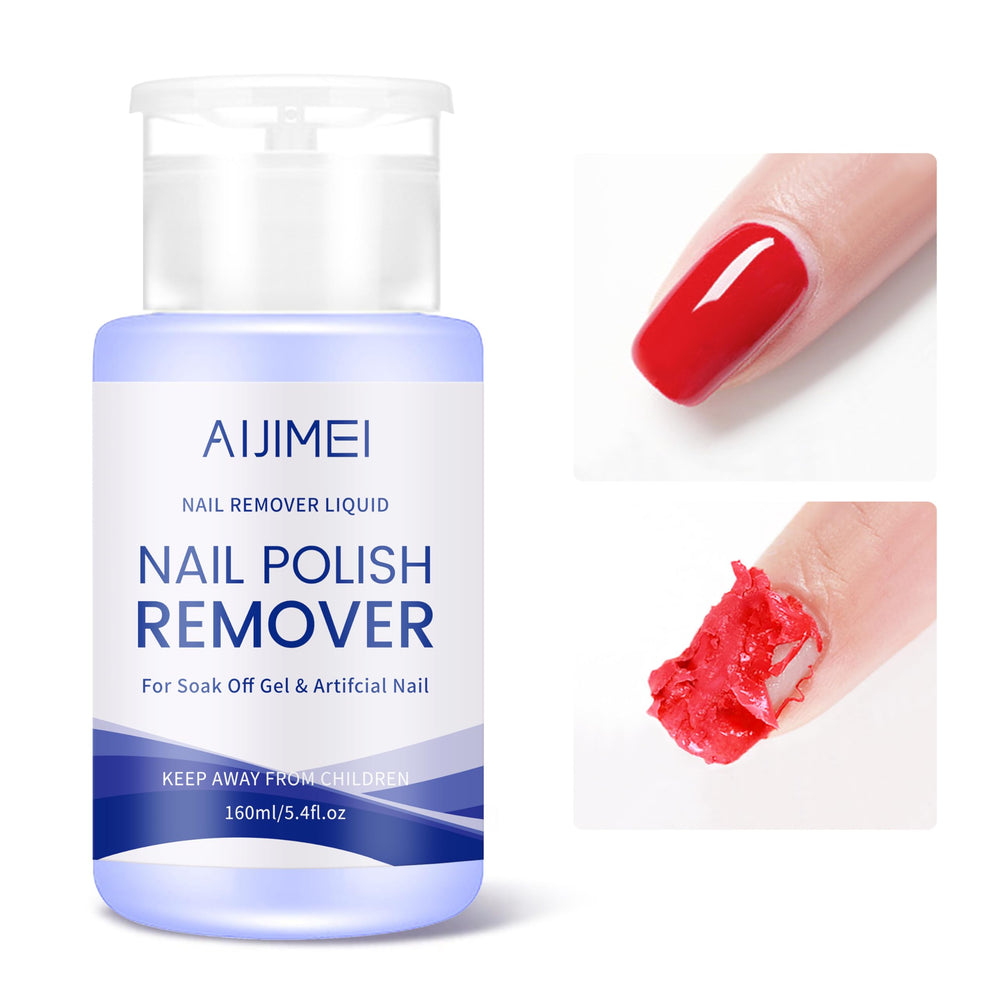 AIJIMEI remover features a press-design bottle mouth for easy dispensing.