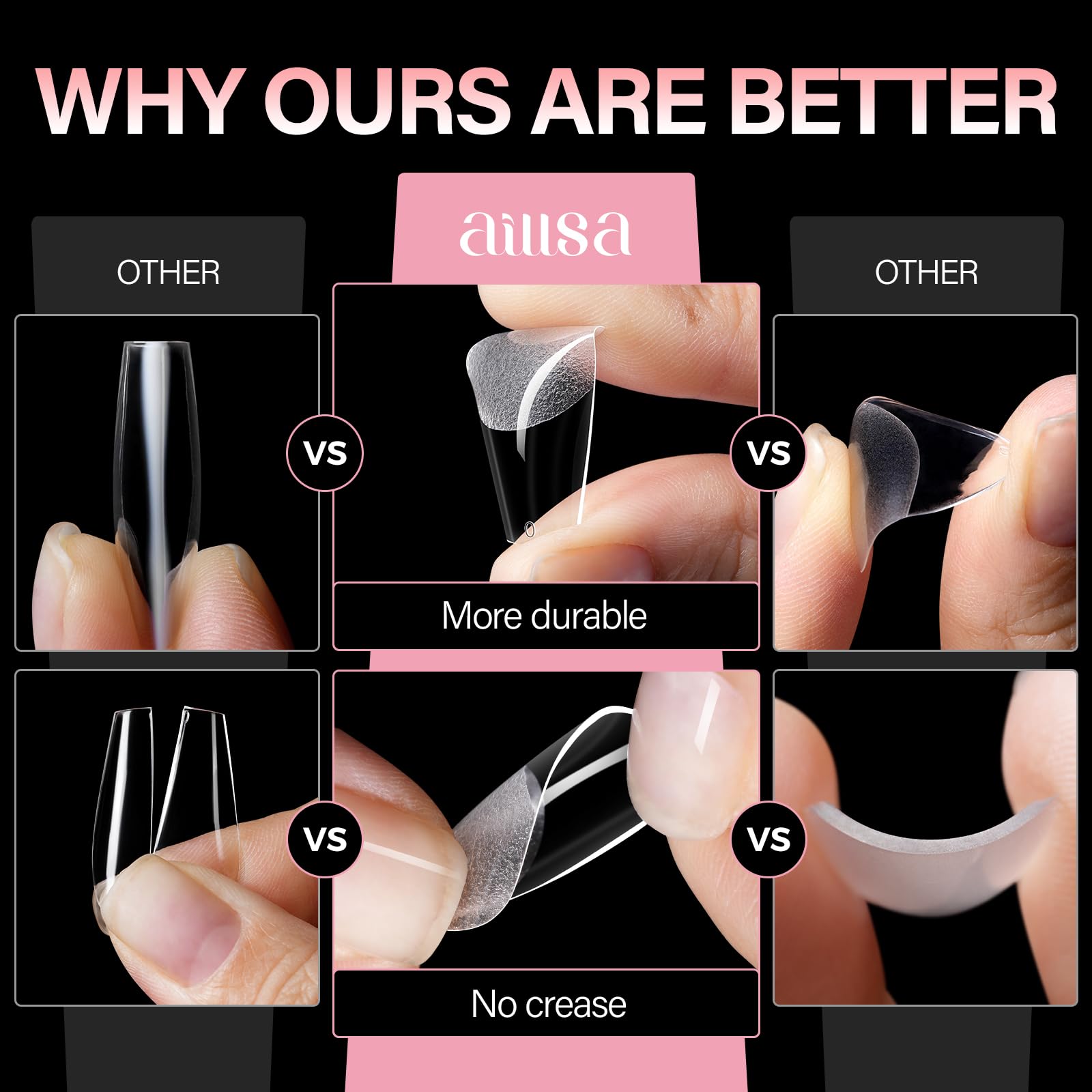 AILLSA DIY compatible nail tips for gel polish and adhesives