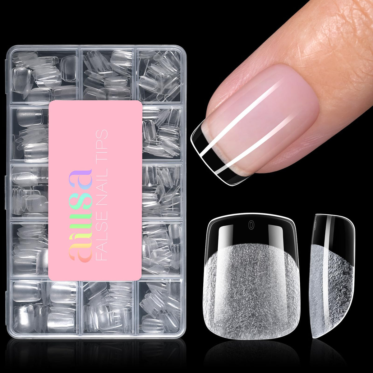 AILLSA half matte nail tips for clean, even color and easy art application