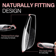 AILLSA half-matte clear nail tips with durable, smooth surface for designs.