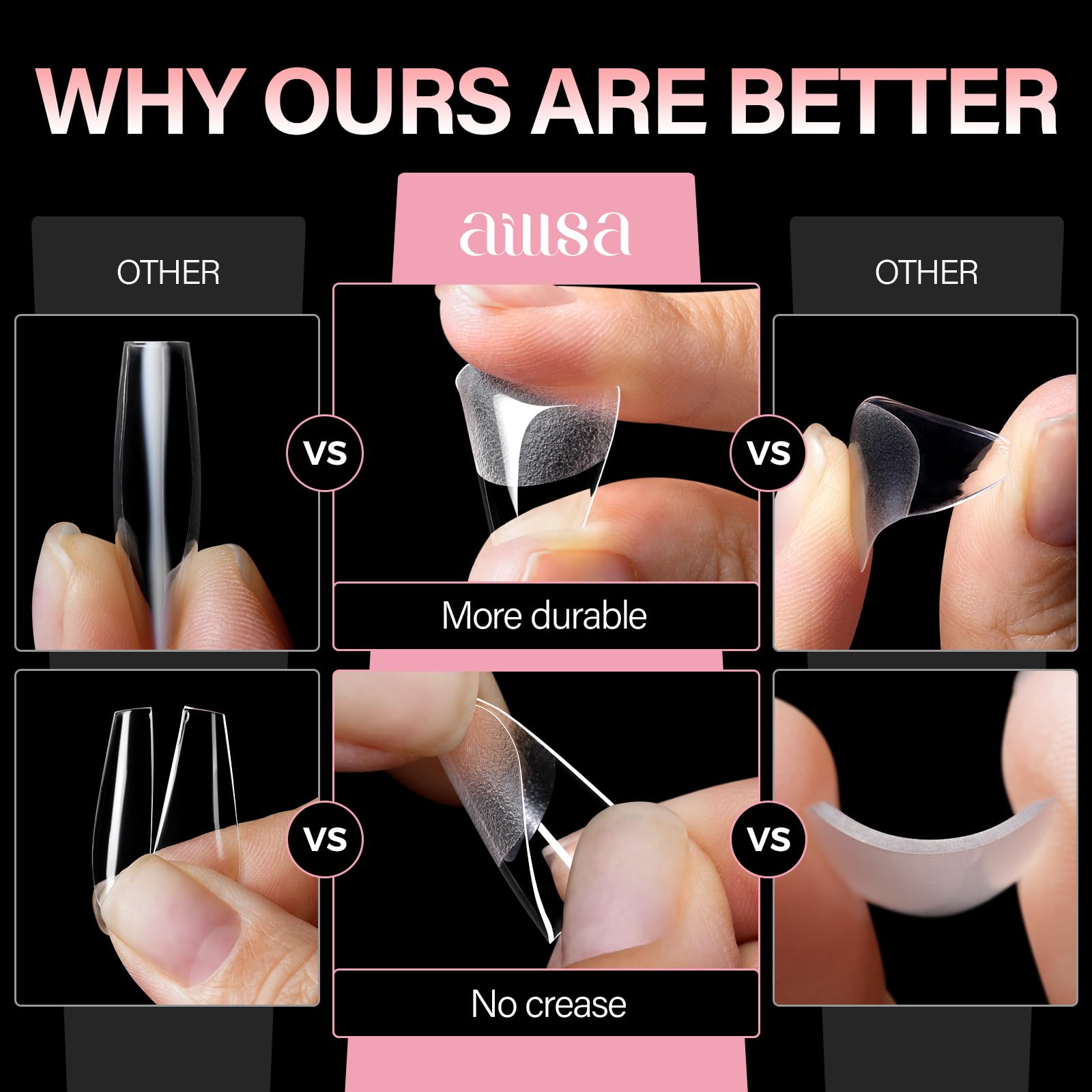 AILLSA nails compatible with gel polish, glue, and adhesives for DIY freedom