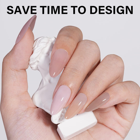 AILLSA nude gel nail tips in a 4-in-1 kit for DIY nails