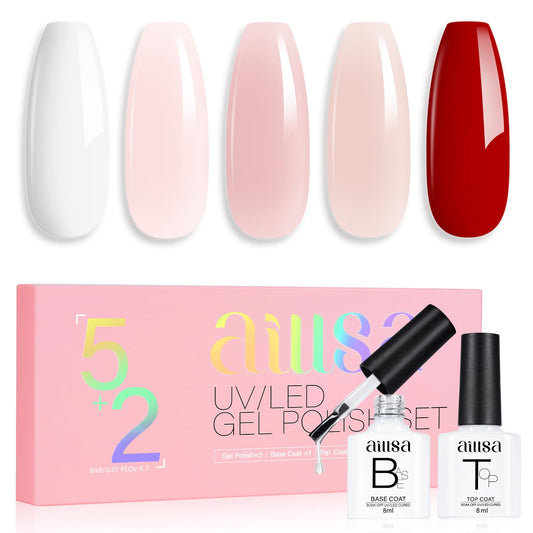 AILLSA Nude Pink gel polish set front view for at-home manicure inspiration