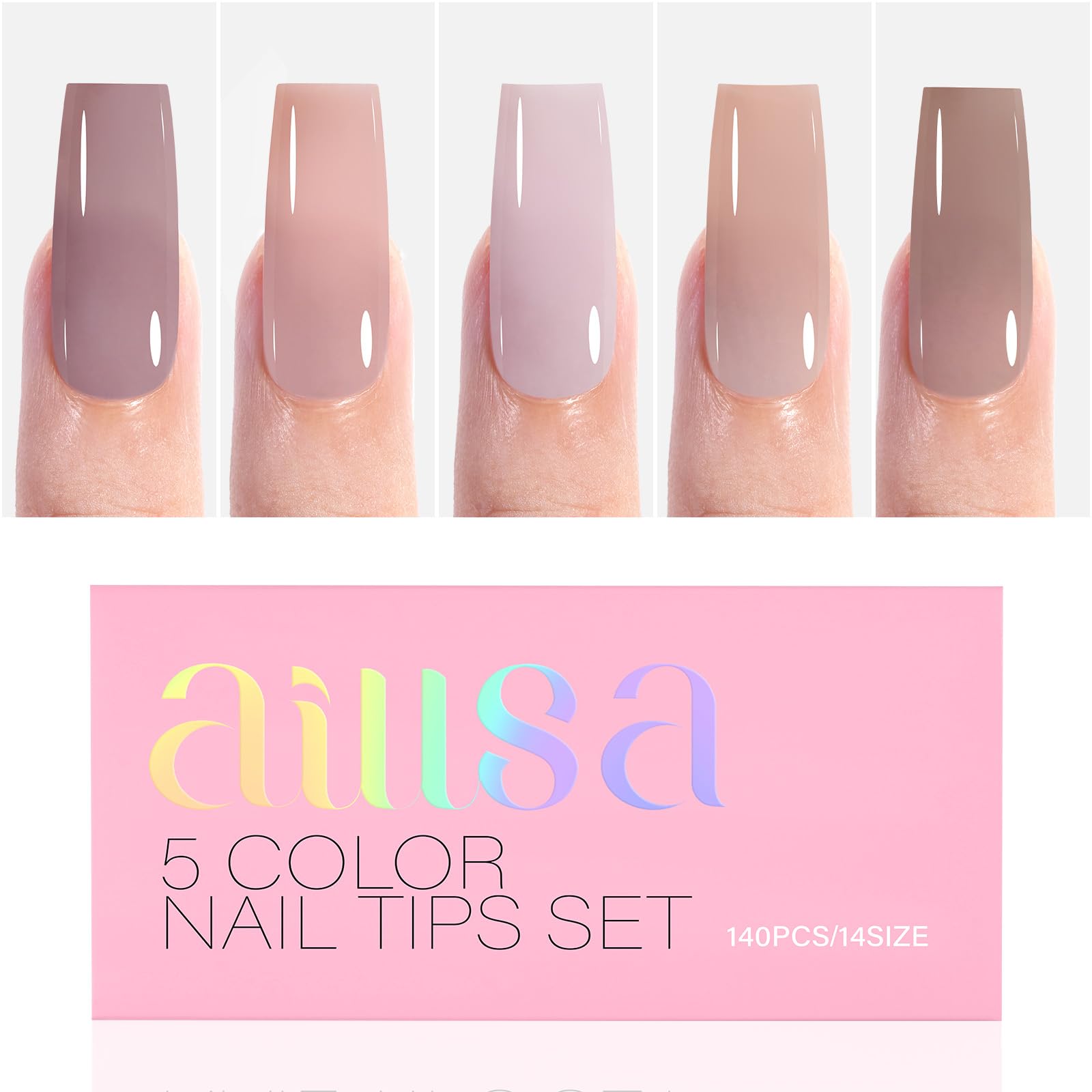 AILLSA pre-shaped nude tips help create polished nails fast.