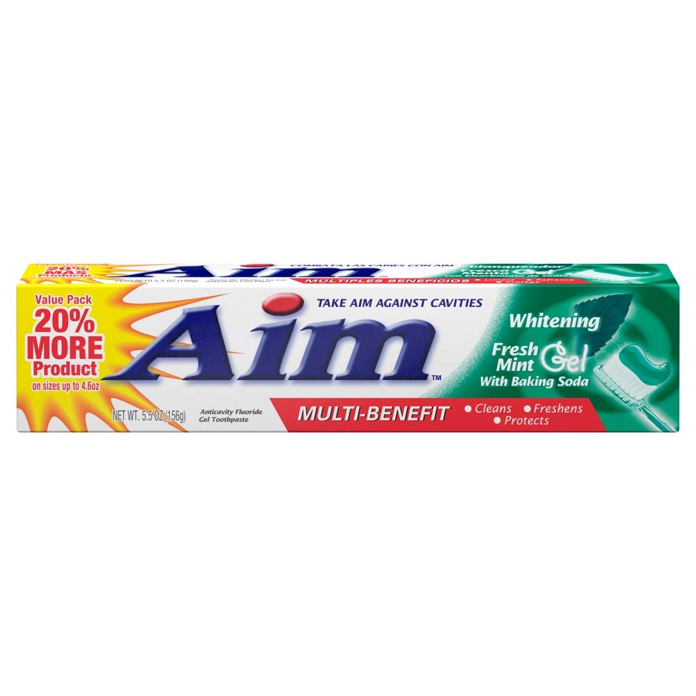 AIM 314340 Whitening Mint Gel toothpaste 5.5 oz in 24-pack packaging