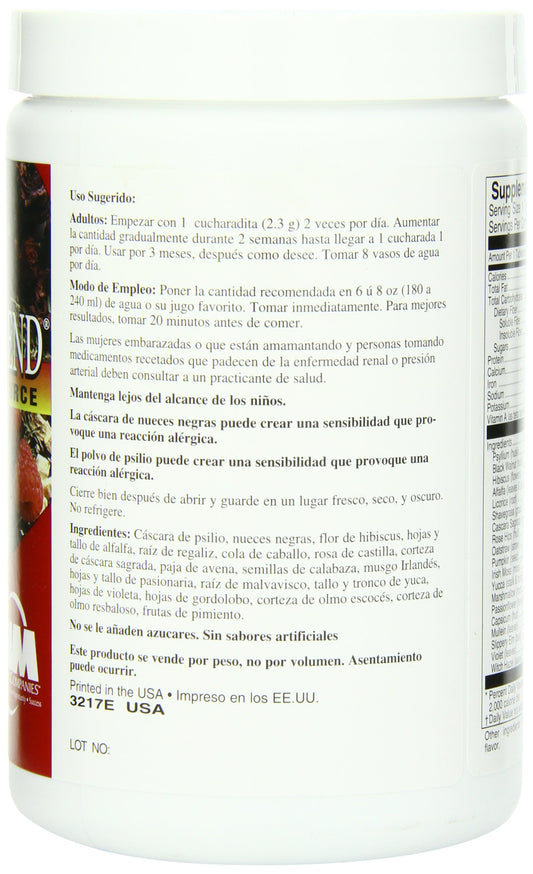 AIM Herbal Fiberblend Raspberry 13 oz canister - back label