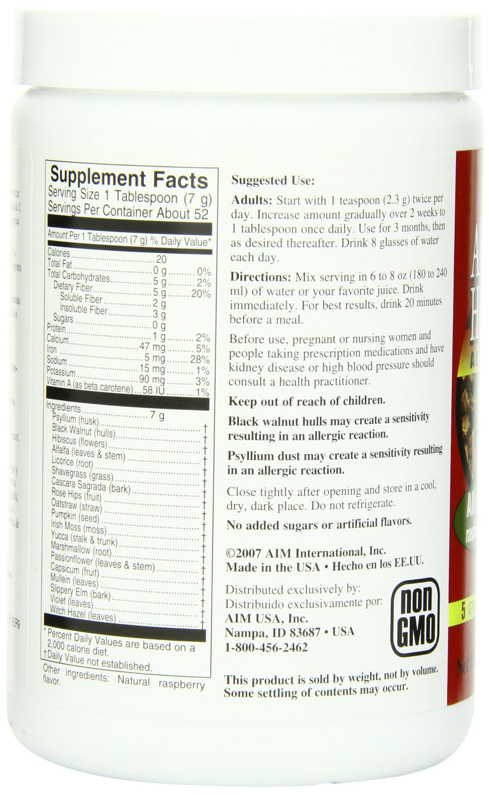 AIM Herbal Fiberblend Unflavored 13 oz canister