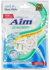 AIm Percision Dental Pick (60 count) 3 packs - waxed nylon thread, shred-resistant