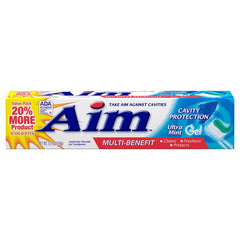 Aim Ultra Mint Gel Toothpaste 5.50 oz packaging with English and Spanish labels