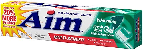 Product shot of Aim Whitening Toothpaste with Baking Soda 5.5oz