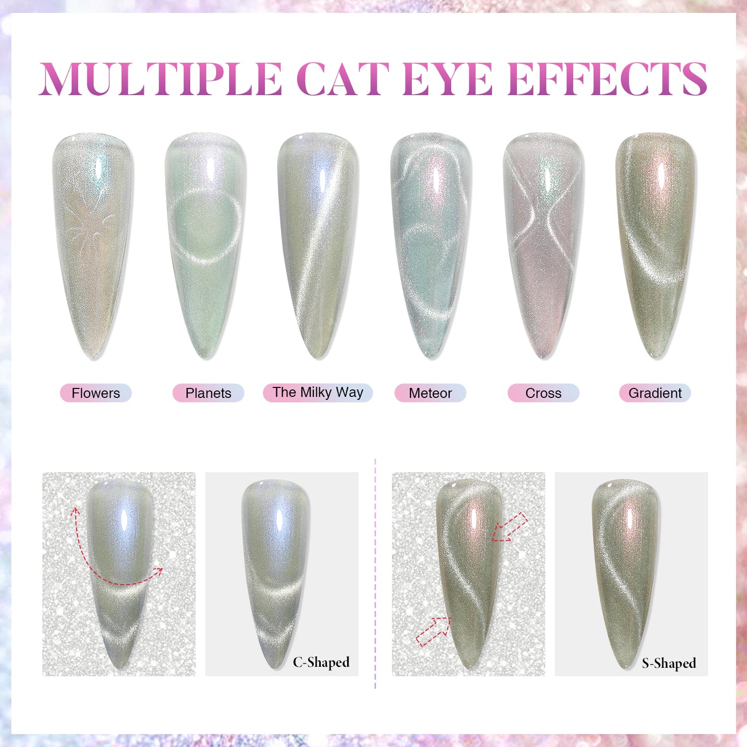 AIMEILI Cat Eye gel polish in LED/UV lamp curing process, quick dry.