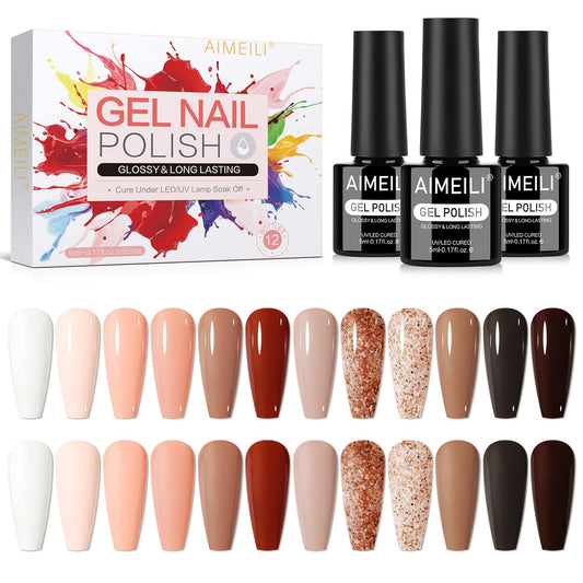 AIMEILI gel nail polish set bottle array displaying vibrant shades for professional-looking color