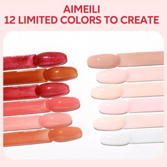 AIMEILI Jelly Gel bottles showcased with vegan, cruelty-free formula for safe at-home nail art.