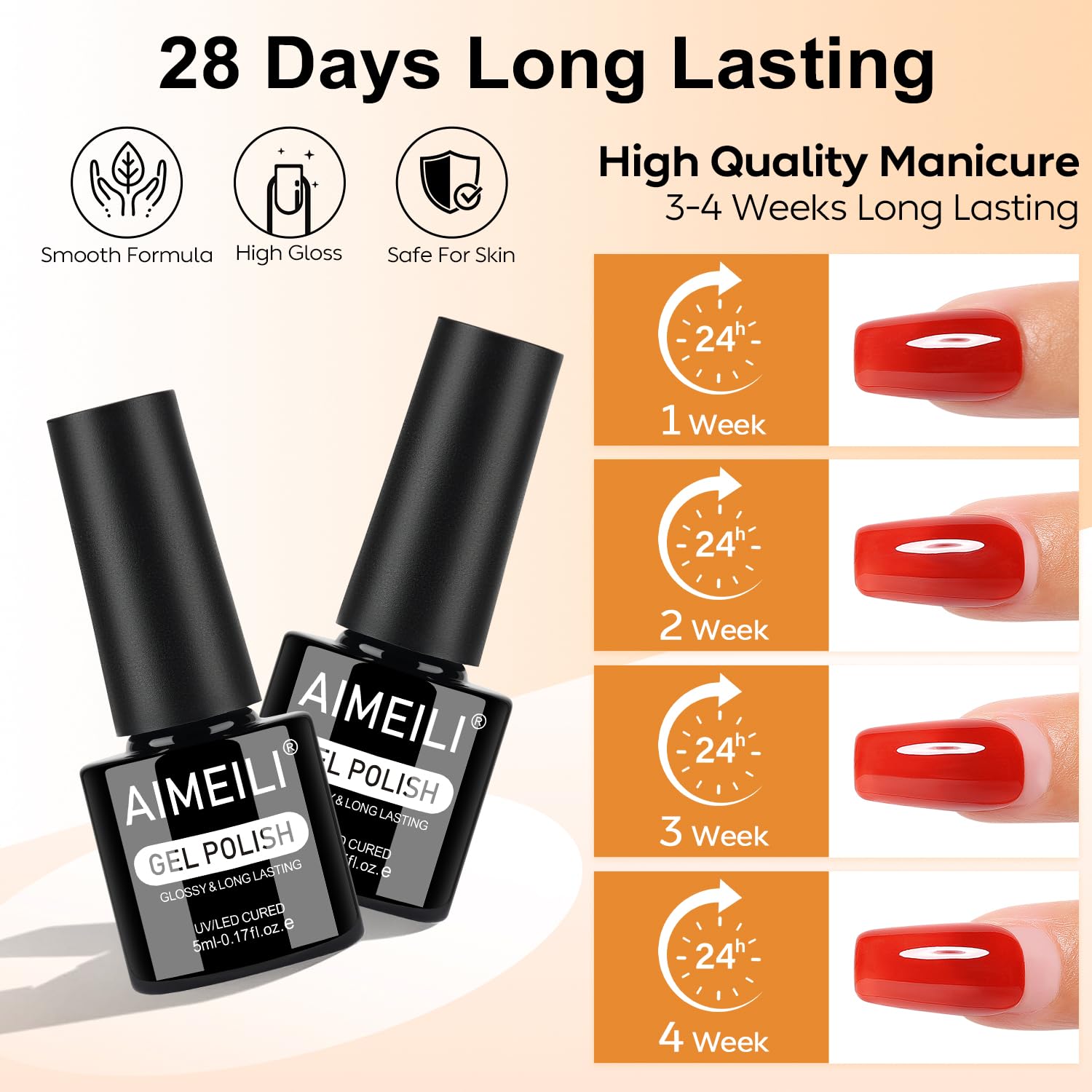 AIMEILI mirror gloss finish delivers salon-like shine on every layer.