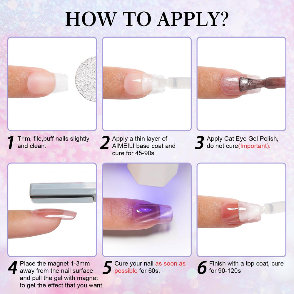 AIMEILI base coat and top coat bottles support long-lasting manicure.