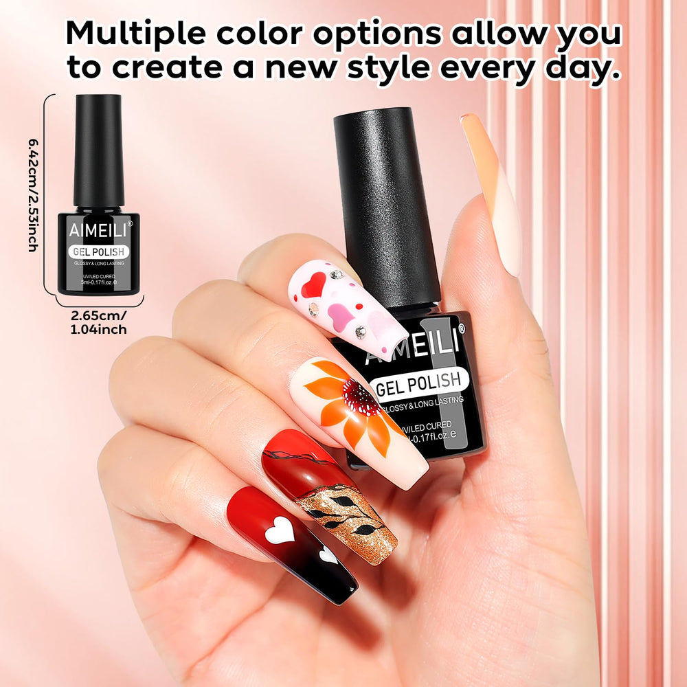 Bottle swatch of AIMEILI Nude Brown Gel Nail Polish Set demonstrates color and gloss